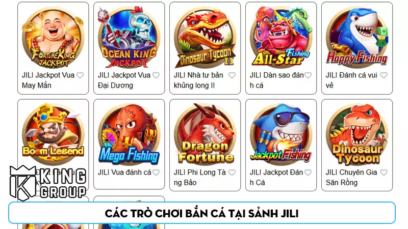 Các trò chơi bắn cá tại sảnh Jili